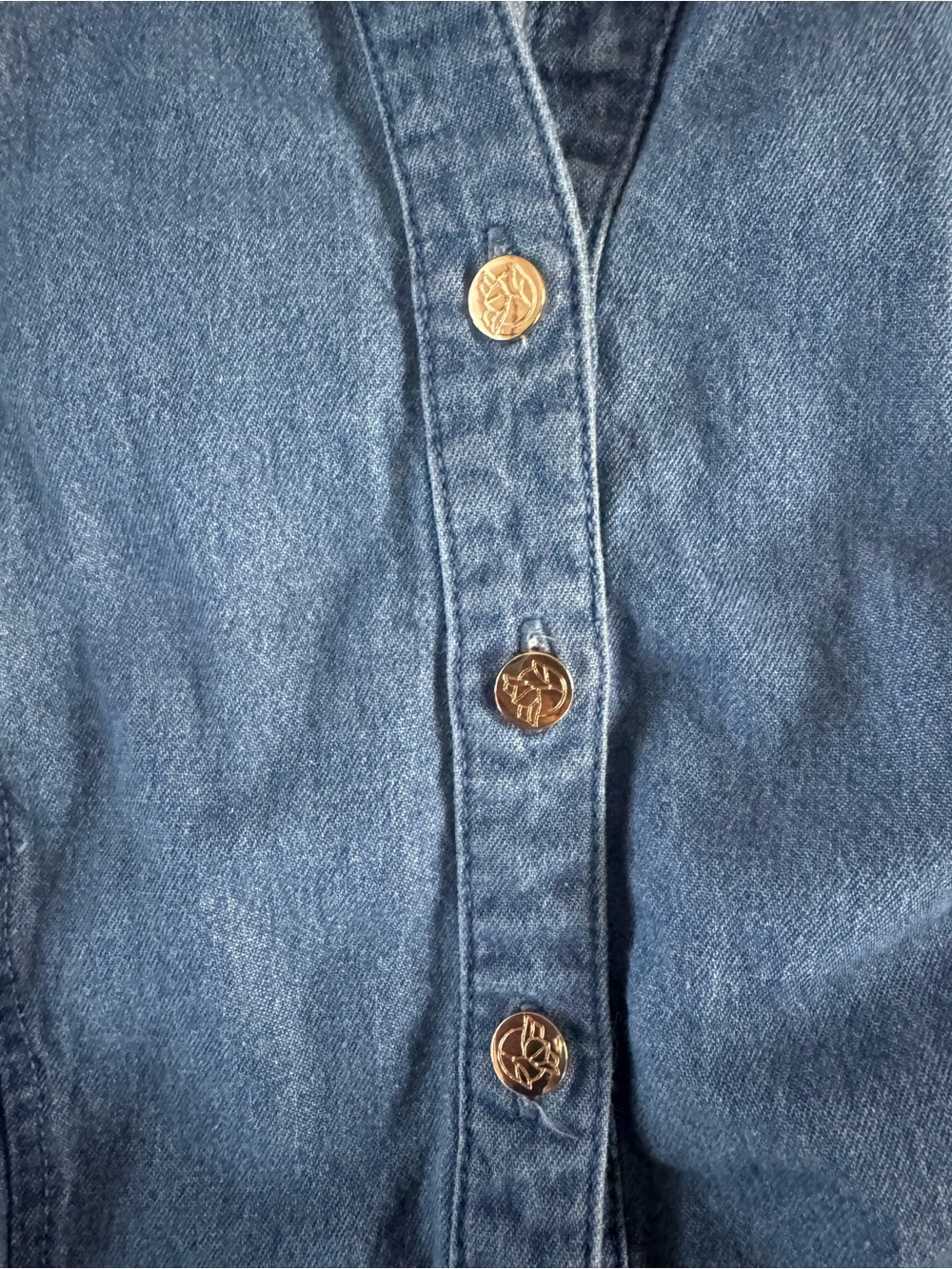 Sleeveless Blue Denim Dress with Tie Waist - Picture 2 of 3